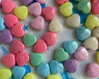 AB Candy Heart Acrylic Beads 40pcs Size 11mm x 10mm  Random mix