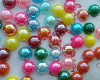 Shiny Pearlized Round Cabochons AB Color Mix 6mm 60pcs