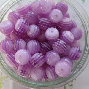 Round Resin Striped Beads 20pcs 12mm Purple