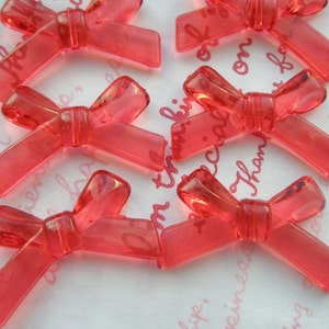 sale Transparent plastic Skinny Ribbon beads 6pcs  RED