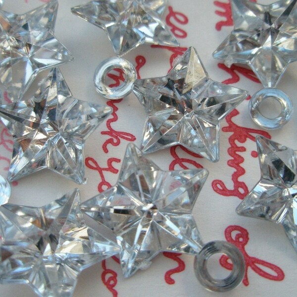 Clear Shiny Star gem charms 10pcs