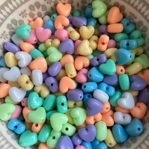 Candy color mix Acrylic Beads 40pcs Size 9mm x 10mm Random mix Heart Shape image 2