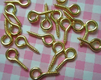 Gold plated screw eye pins 20pcs