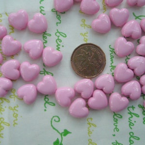 Tiny Puffy Heart BEADS 30pcs PH Pink Size XS image 2