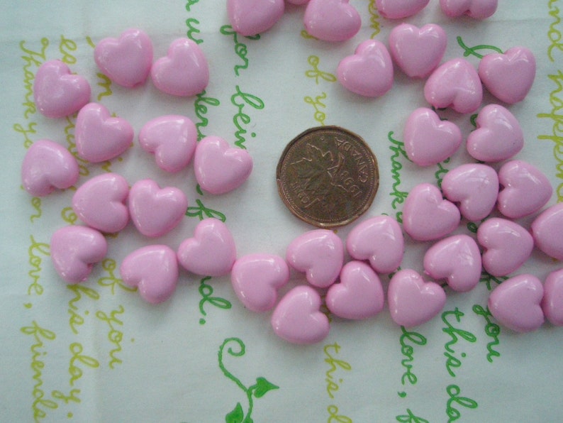 Tiny Puffy Heart BEADS 30pcs PH Pink Size XS image 2
