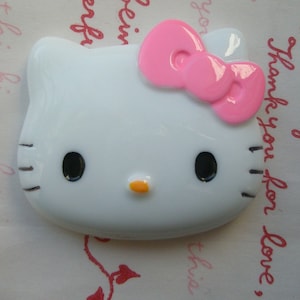 sale Large Cat Face cabochon 2pcs 46mm x 39mm ( PINK BOW )