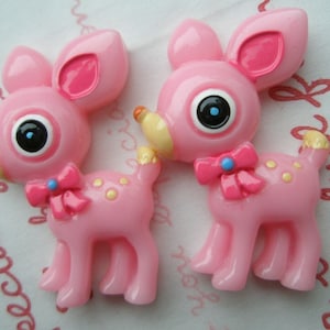 Exclusivité Mimi Lo Lo Beau cabochon Cerf faon, 2 pièces ROSE ME-2