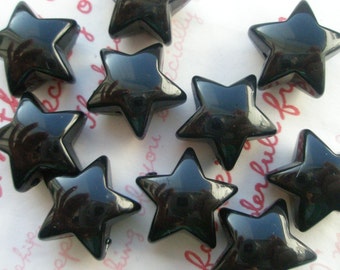 Chunky Puffy Star beads 10pcs Black