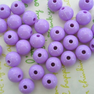 PLAIN acrylic Beads 25pcs Size 10mm Lavender purple