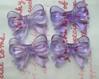 sale Chunky Bow beads 4pcs Clear Purple