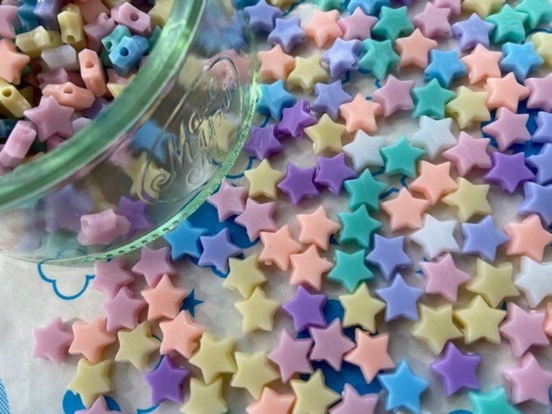 New item Pastel color Tiny star beads 50pcs 9mm imagem 1