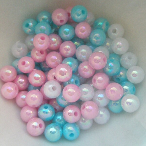 Pearly AB color Shiny beads 6mm 90pcs MIX