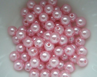 Pink Pearlized round beads 6mm 80pcs