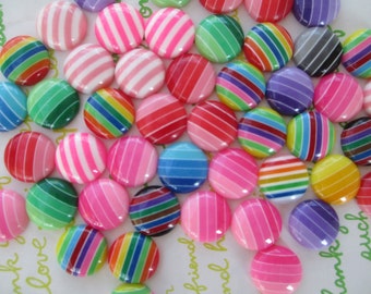 Striped Resin Dome Cabochons 12mm 20pcs Random MIX