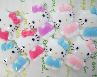 SALE Cat with bow cabochon 4pc (head to toe) 29mm x 20mm Light Pink SOLD out