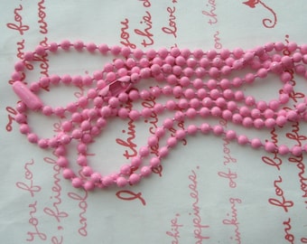 SALE Finished Iron 3.2mm ball chain necklace 19 inches Long 2 necklaces (with closure) Matte Pink SIZE M