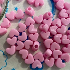 Colorful Heart pony beads 40pcs 10mm x 9mm Pink