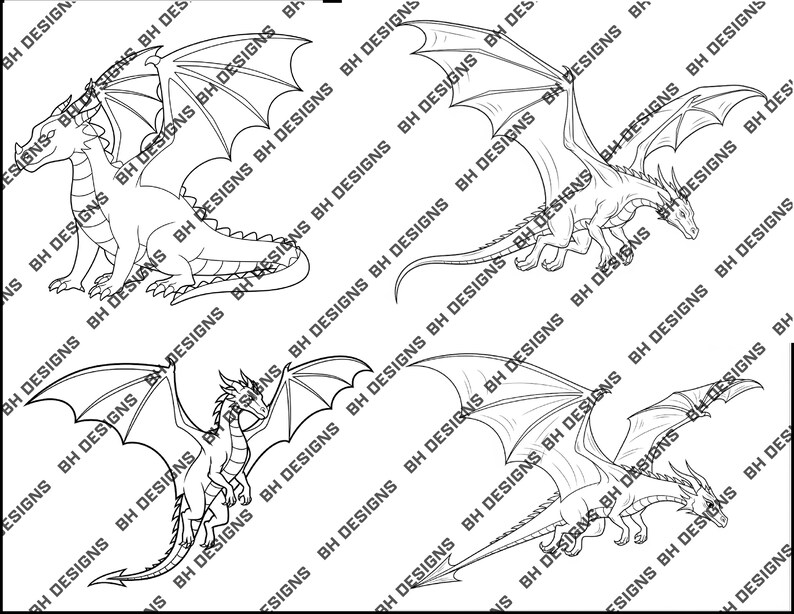 Dragon Coloring Book | Fantasy Creature Printable Pages for Kids &amp; Adults | Instant Download - Etsy