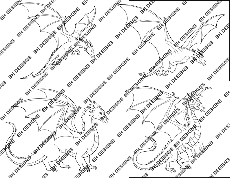 Dragon Coloring Book | Fantasy Creature Printable Pages for Kids &amp; Adults | Instant Download - Etsy