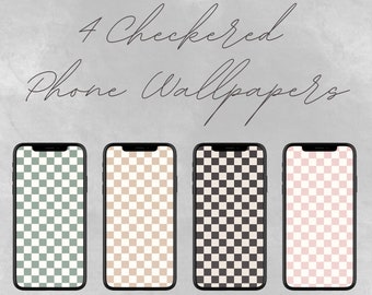 Set of Four Checkered Digital Wallpapers for Phones and Tablets | Instant Download