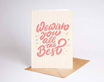 Printable Best Wishes Card Instant Download 5x7 Foldable Blank Greeting Card Print at Home Gift Multi Use Spunky Stripe Pattern