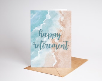 Watercolor Ocean Retirement Card: Printable 5x7 Greeting Card (Digital Download)