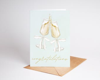 Champagne Cheers Wedding Card: Congratulations Greeting (Digital Download)