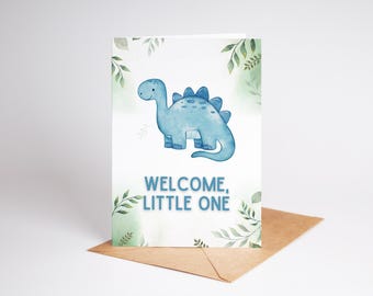 Watercolor Dinosaur Baby Shower Card: 5x7 Printable Greeting (Digital Download)