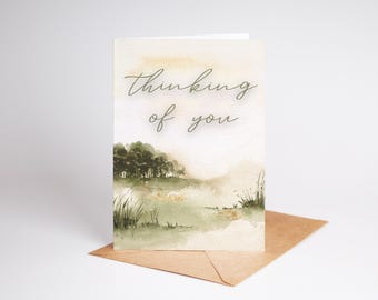 Watercolor Landscape Sympathy Card: Printable 5x7 Thinking of You (Digital Download)