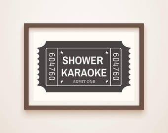 Impresión de entradas para karaoke en la ducha: Arte divertido para el baño (descarga digital)