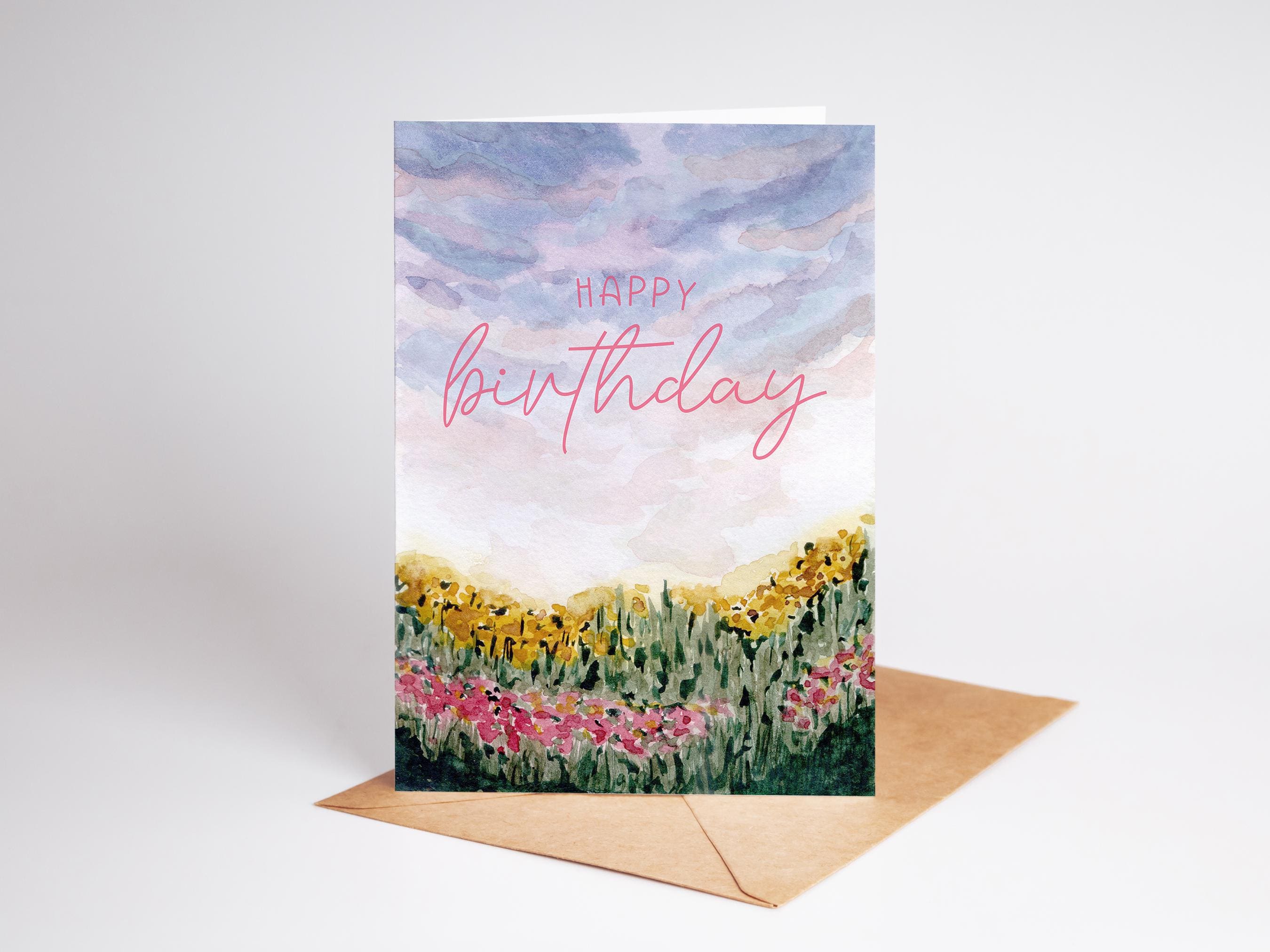 Watercolor Floral Birthday Card, Printable 5x7 (digital Download) - Etsy