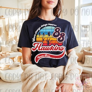 Retro Hawkins Indiana Shirt, Hawkins Shirt, Upside Down Shirt, Where Strange Things Happen Shirt, 83 Hawkins Shirt