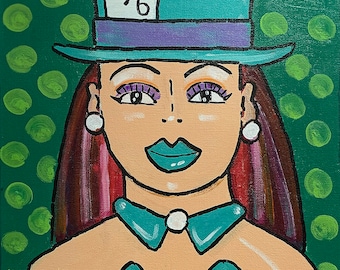 Mad Hatter, Alice in Wonderland Decor, Fairy Tale Art, Whimsical Style, Fun Original Painting