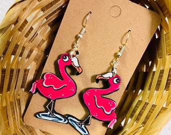 Cute Flamingo Earrings, Bird Earrings, Bird Art, Tropical Style, Florida Gift, Boho Style, Weird Earrings, Unusual Gift, Mother's Day Gift