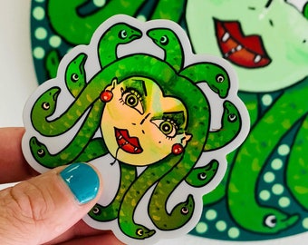 Snake Decal, Medusa, Snake Sticker, Goddess, Snake, Laptop Decal, Yeti Sticker, Boss Bitch Gift, Holographic, Movie Monsters, Mythology