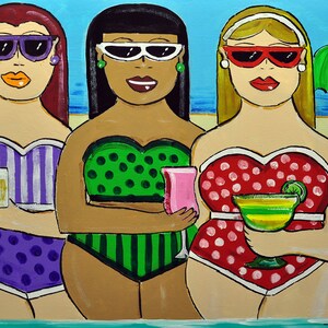 Best Friends, Girlfriends Gift, Besties Gift, Friendship Art, Beach Lover Gift, Curvy Girl, Beach Decor, Beach House Art, Nautical Style