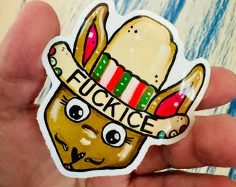 Fuck ICE, Funny Sticker, Laptop Decal, YETI Sticker, Chihuahua, Immigration, Sombrero, Mexican, Political