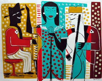 Jazz, Music Art, Music Room Décor, Jazz Art, Music Gift, Art Under 20, Cubist Art, Folk Art, Latin Art, Latinx Artist, Music Décor