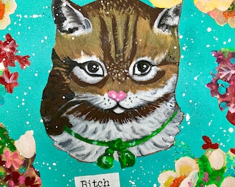 Cat Print, Cat Art, Cat Decor, Gift for Cat Lover, Adult Humor, Floral, Animal Lover, BFF Gift, Funny Gift, LOL Gift, Kitten, Kittens, Cats