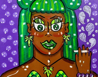 420, Cannabis, Weed, Original Art, Queer Artist, Latin Artist, Smoke, Boho Decor, Fun Art, Weird Art, Political Art