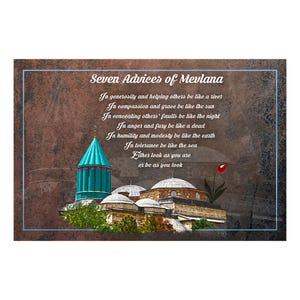 Seven Advices Of Mevlana - Printable Wallart, Wallart Decor, Wall Quote, Sufi, digital poster, Sufi Wallart, Mevlana Wallpaper, Rumi