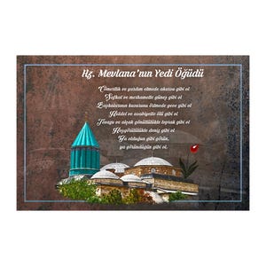 Mevlana&#39;nın 7 Öğüdü - Printable Wallart, Wallart Decor, Wall Quote, Sufi, digital poster, Sufi Wallart, Mevlana Wallpaper, Rumi