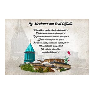 Mevlana&#39;nın 7 Öğüdü - Printable Wallart, Wallart Decor, Wall Quote, Sufi, digital poster, Sufi Wallart, Mevlana Wallpaper, Rumi