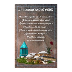 Mevlana&#39;nın 7 Öğüdü - Printable Wallart, Wallart Decor, Wall Quote, Sufi, digital poster, Sufi Wallart, Mevlana Wallpaper, Rumi