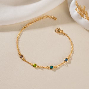 Dainty Birthstone Bracelet, Family Birthstone Bracelet For Mom, Bridesmaid Gift, Birthstone Jewelry, Personalized Gifts, Mother Day Gift
