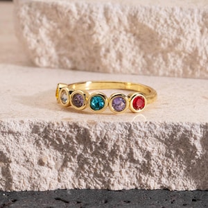 Family Birthstone Ring, Personalised Gift for Mom, Elegant Birthstone Ring, Multi-Birthstone Ring, Birthday Gift for Her,Mother Jewelry Ring