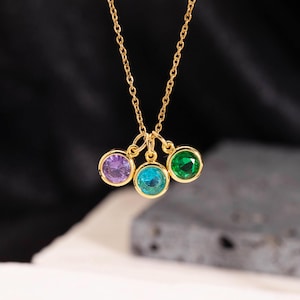 Custom Birthstone Necklace, Grandchildren Birthstones Necklace, Birthstone Jewelry for Grandma, Family Birthstone Necklace, Christmas Gifts