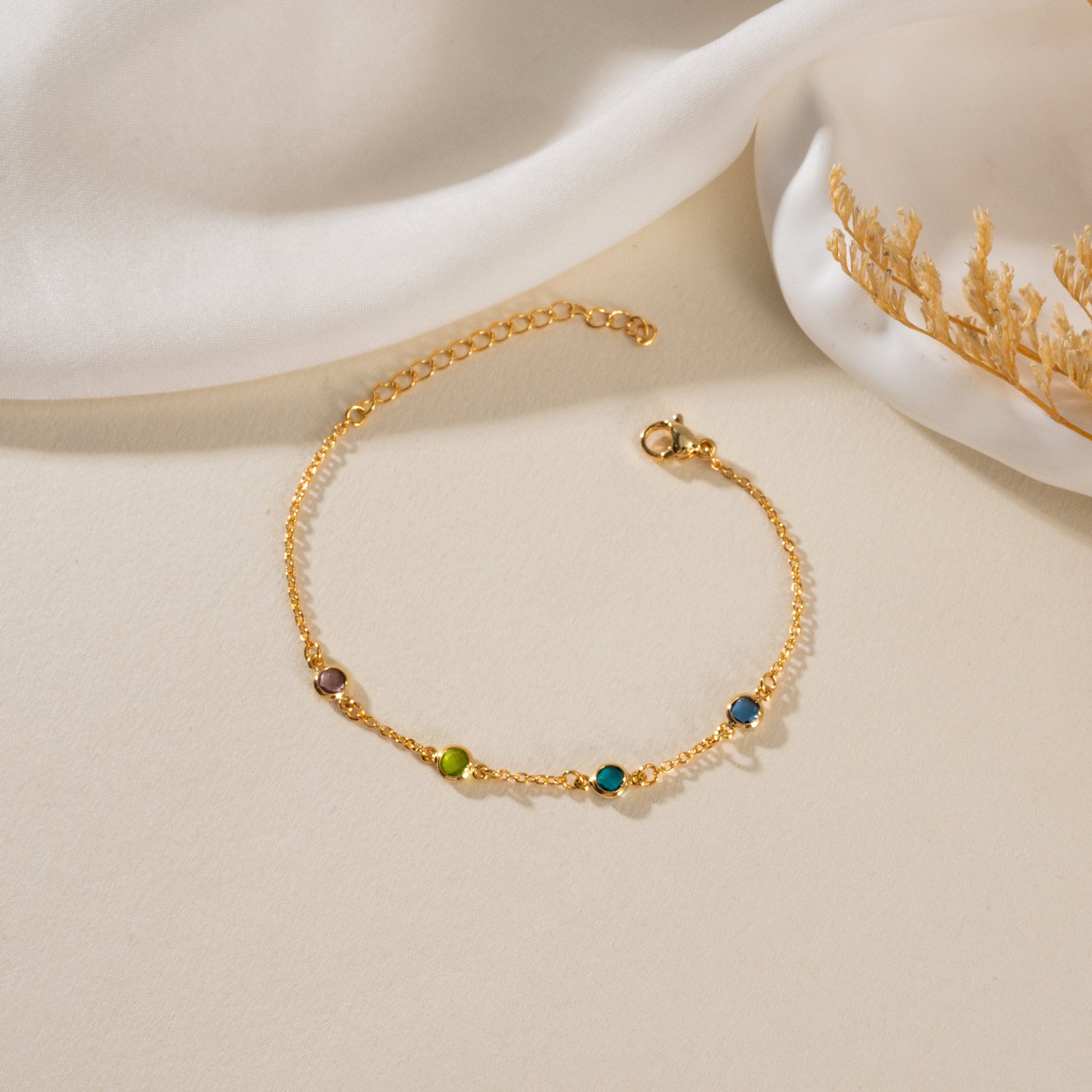 Dainty Birthstone Bracelet, Family Birthstone Bracelet For Mom, Bridesmaid Gift, Birthstone Jewelry, Personalized Gifts, Mother Day Gift