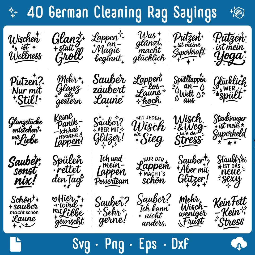 Zarman Rag German Cleaning Rag Quotes SVG Bundle: Funny Cleaning Saying (digital ...