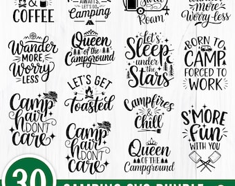 Camping SVG Bundle: Happy Camper, Tent, Hiking Designs (Digital Files for Cricut & Silhouette